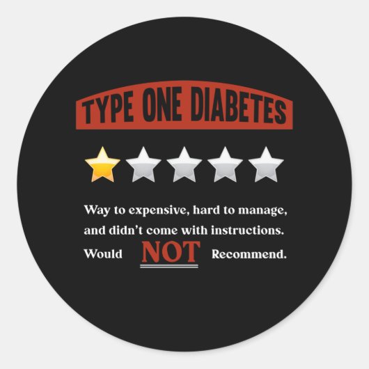 Funny Diabetes Joke Diabetic Humor Ronde Sticker (Voorkant)