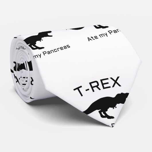 Funny Diabetes T-rex Ate my Pancreas Stropdas (Opgerold)