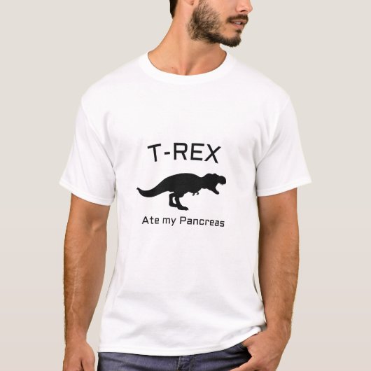 Funny Diabetes T-rex Ate my Pancreas T-shirt (Voorkant)