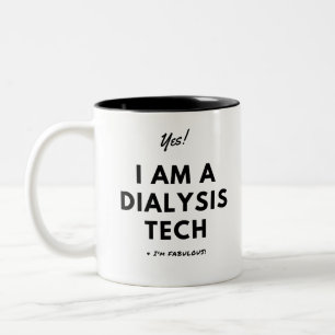 Funny Dialysis Tech Nurse Black and White Tweekleurige Koffiemok