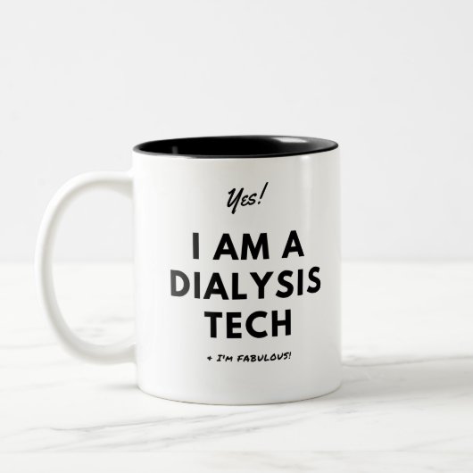 Funny Dialysis Tech Nurse Black and White Tweekleurige Koffiemok (Links)