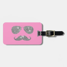 Funny Diamond Mustache met bril Bagagelabel