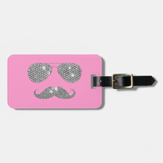 Funny Diamond Mustache met bril Bagagelabel (Voorkant horizontaal)