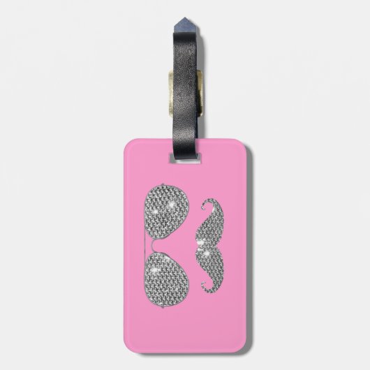 Funny Diamond Mustache met bril Bagagelabel (Achterkant verticaal)