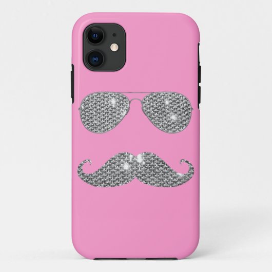 Funny Diamond Mustache met bril Case-Mate iPhone Case (Achterkant)