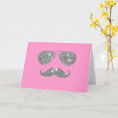 Funny Diamond Mustache met bril Kaart (Gele Bloem)