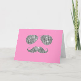 Funny Diamond Mustache met bril Kaart
