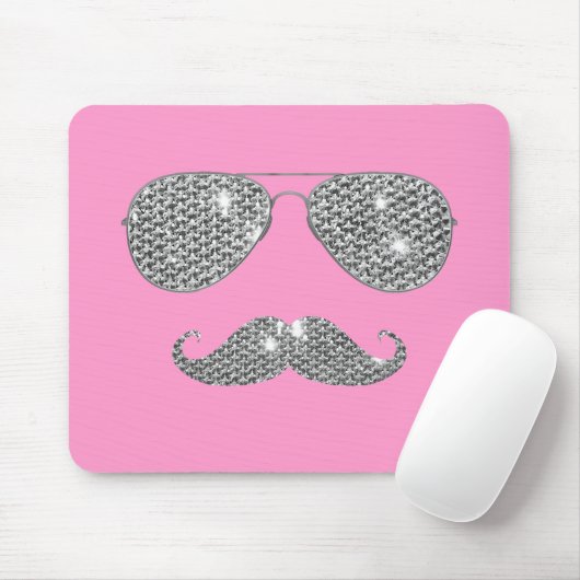Funny Diamond Mustache met bril Muismat (Met muis)
