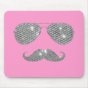 Funny Diamond Mustache met bril Muismat