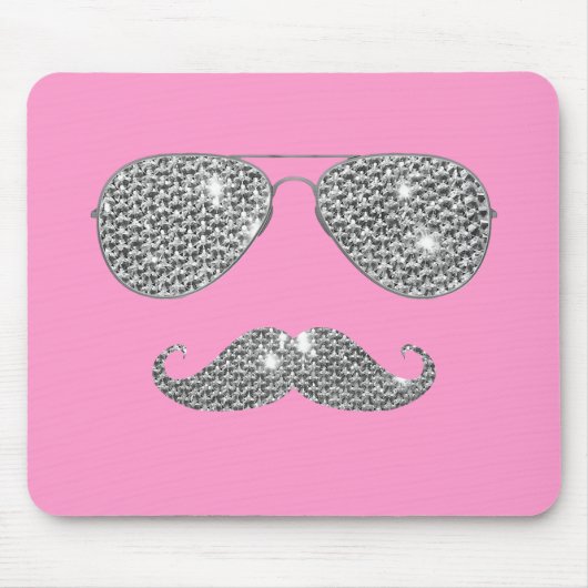 Funny Diamond Mustache met bril Muismat (Voorkant)