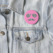 Funny Diamond Mustache met bril Ronde Button 5,7 Cm (In situ)