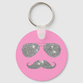 Funny Diamond Mustache met bril Sleutelhanger (Voorkant)