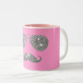 Funny Diamond Mustache met bril Tweekleurige Koffiemok (Voorkant rechts)