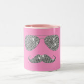 Funny Diamond Mustache met bril Tweekleurige Koffiemok (Center)