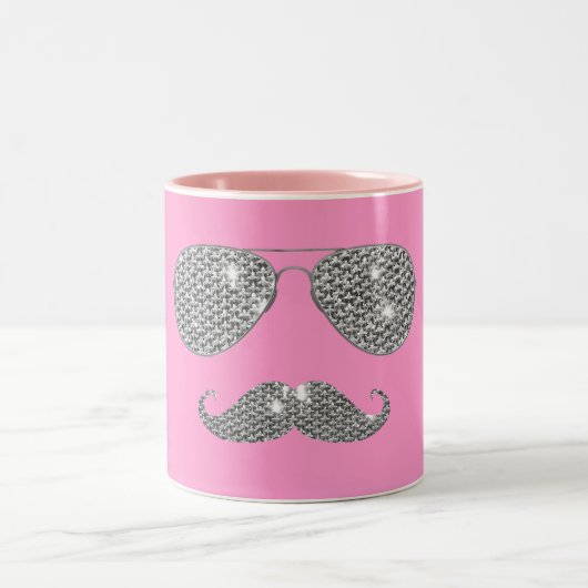 Funny Diamond Mustache met bril Tweekleurige Koffiemok (Center)