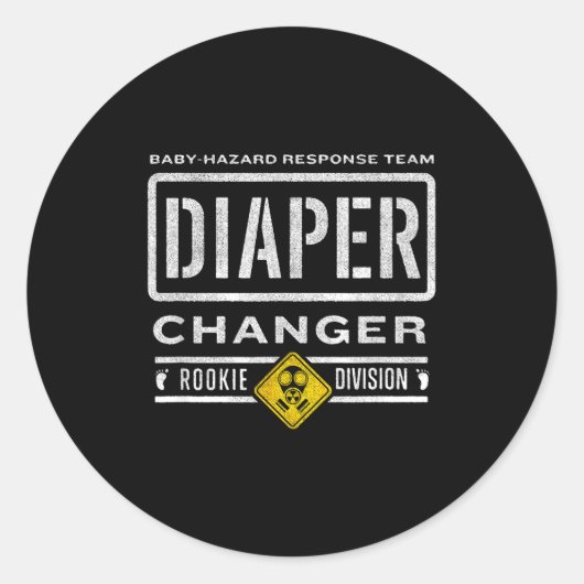 Funny Diaper Changer Duty - Expecting Baby New Dad Ronde Sticker (Voorkant)