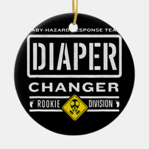 Funny Diaper Changer Duty Verwacht Baby nieuwe vad Keramisch Ornament