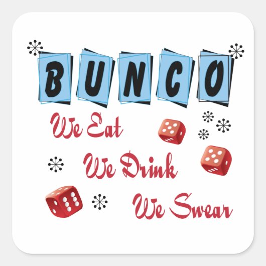 Funny Dice Girls Night Out Bunco Vierkante Sticker (Voorkant)
