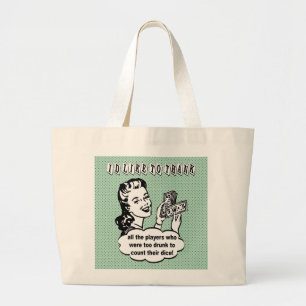 Funny Dice - Ik wil graag bedanken Grote Tote Bag