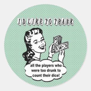 Funny Dice - Ik wil graag bedanken Ronde Sticker