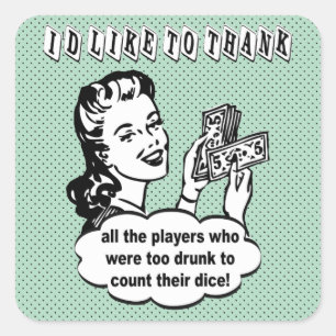 Funny Dice - Ik wil graag bedanken Vierkante Sticker