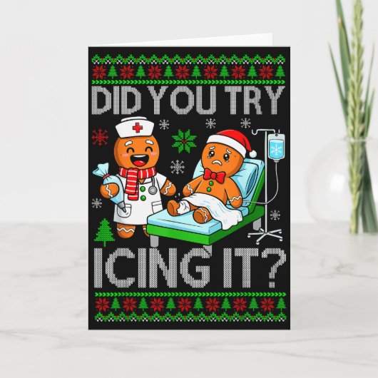 Funny Did You Try Icing It Christmas Gingerbread X Kaart (Voorkant)
