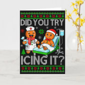 Funny Did You Try Icing It Christmas Gingerbread X Kaart (Gele Bloem)