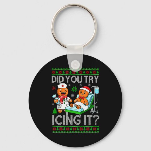Funny Did You Try Icing It Christmas Gingerbread X Sleutelhanger (Voorkant)