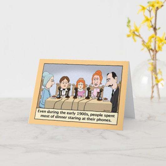 Funny die op honing staart tijdens de avondmaaltij kaart (Gele Bloem)