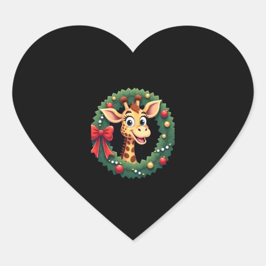 Funny dier giraffe meme gezicht feestelijke Kerst  Hart Sticker (Voorkant)