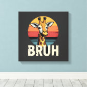 Funny dier giraffe meme gezicht festieve kerst t-s canvas afdruk (Insitu (Houten vloer))