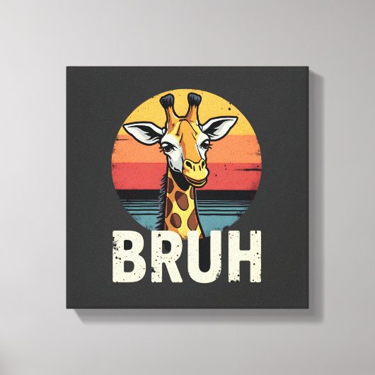 Funny dier giraffe meme gezicht festieve kerst t-s canvas afdruk (Voorkant)