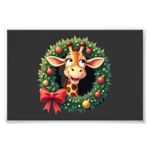 Funny dier giraffe meme gezicht festieve Kerst T-s Foto Afdruk