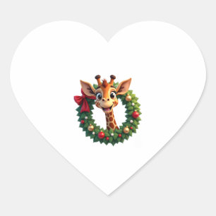 Funny dier giraffe meme gezicht festieve kerst t-s hart sticker