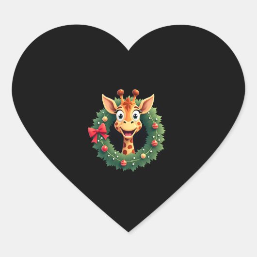 Funny dier giraffe meme gezicht festieve Kerst T-s Hart Sticker (Voorkant)