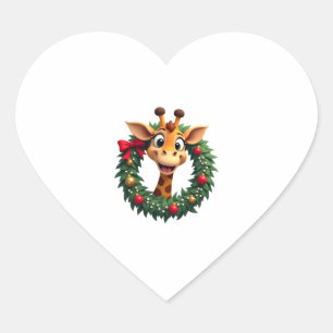 Funny dier giraffe meme gezicht festieve Kerst T-s Hart Sticker