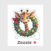 Funny dier giraffe meme gezicht festieve kerst t-s sticker (Vel)