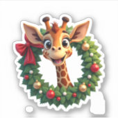 Funny dier giraffe meme gezicht festieve kerst t-s sticker (Voorkant)