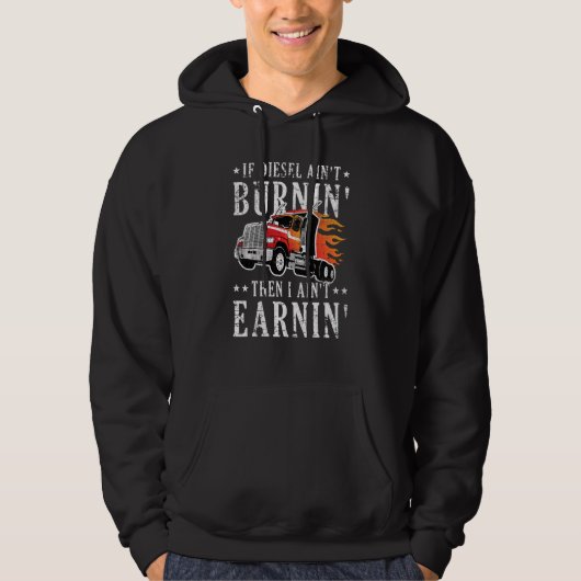 Funny Diesel Burning Big Rig Semi Trailer Truck Dr Hoodie (Voorkant)