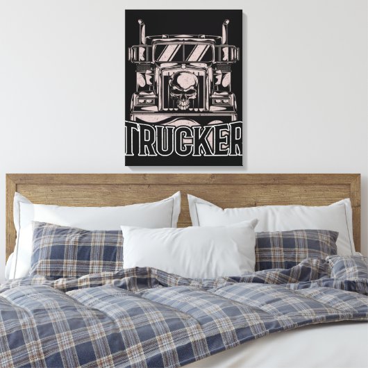 Funny Diesel Trucker Big Rig Semi Canvas Afdruk (Insitu (Slaapkamer))