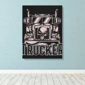 Funny Diesel Trucker Big Rig Semi Canvas Afdruk (Insitu (Houten vloer))