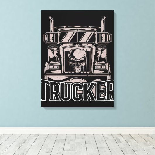 Funny Diesel Trucker Big Rig Semi Canvas Afdruk (Insitu (Houten vloer))