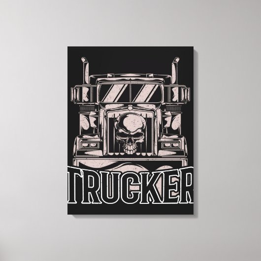 Funny Diesel Trucker Big Rig Semi Canvas Afdruk (Voorkant)