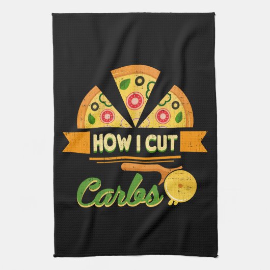 Funny Diet Humor - Hoe ik koolhydraten snijd - Piz Theedoek (Verticaal)