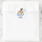 Funny Diet Quote Ice Cream Sundae Vierkante Sticker (Tas)