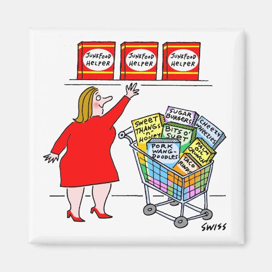 Funny Diet Reminder Cartoon Kitchen Magneet (Voorkant)