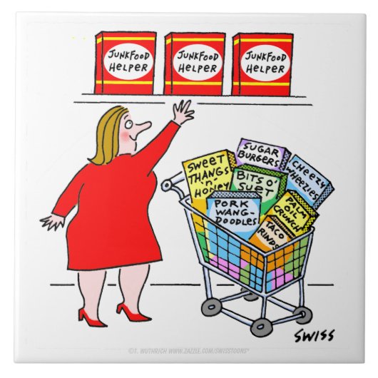 Funny Diet Reminder Cartoon Kitchen Trivet Tegeltje (Voorkant)