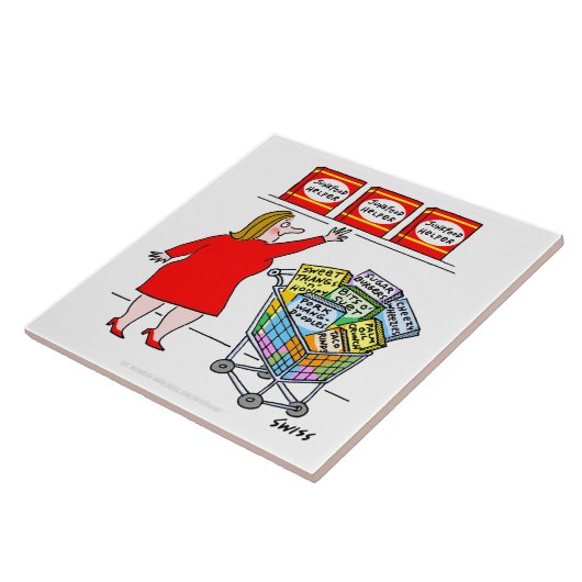 Funny Diet Reminder Cartoon Kitchen Trivet Tegeltje (Zijkant)