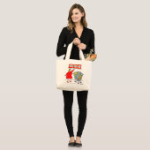 Funny Dieter bij Supermarket Cartoon Grocery Grote Tote Bag (Voorkant (model))
