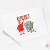 Funny Dieting Cartoon Keuken Vierkante Sticker (Envelop)